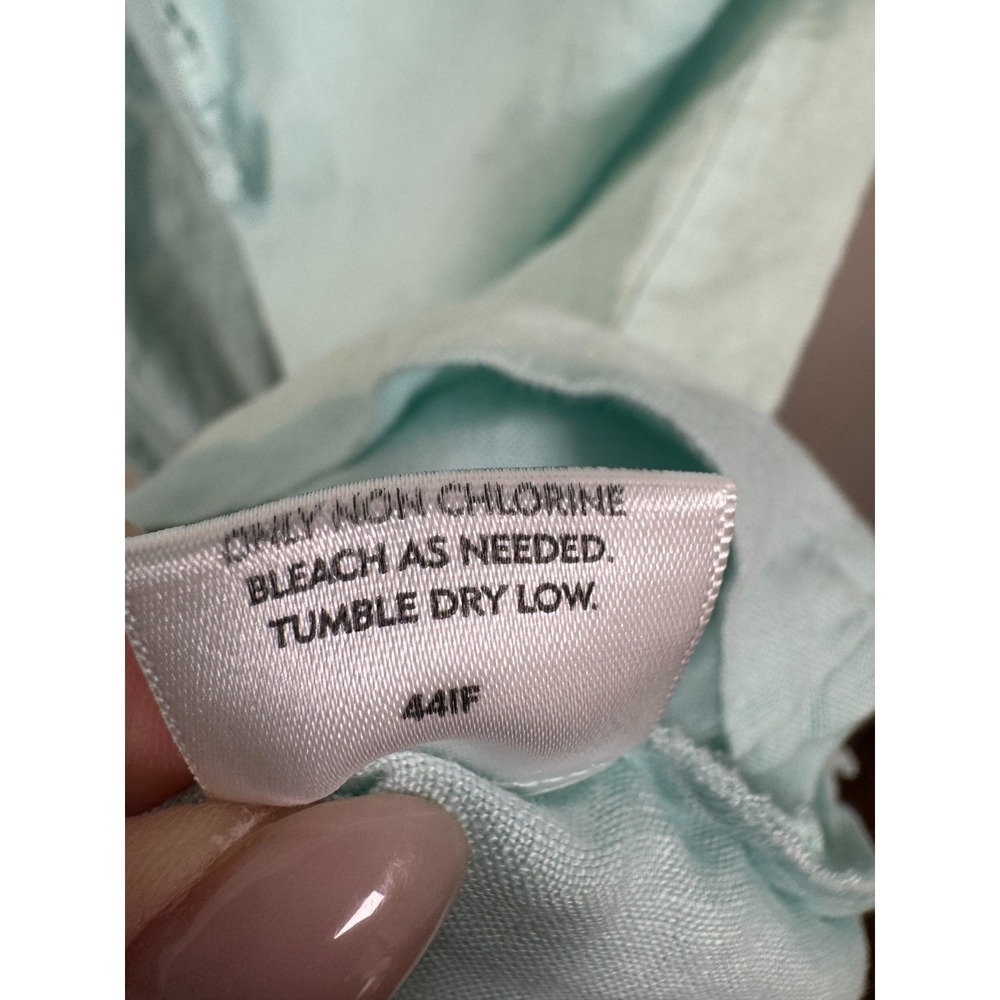 EILEEN FISHER Woman Irish‎ Linen Pants Plus Size 2X Mint Green Coastal Split Hem - Picture 7 of 9